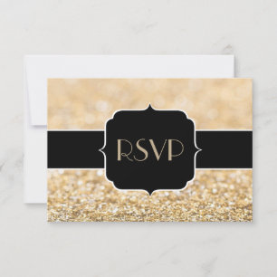 Champagnergold Glitzern Sweet 16 UAWG horizontal RSVP Karte