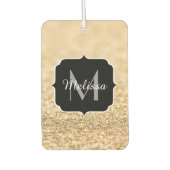 Champagnergold Imitat Glitzer Glitzern Monogram Autolufterfrischer (Vorderseite)