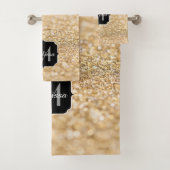 Champagnergold Imitat Glitzer Glitzern Monogram Badhandtuch Set (Insitu)