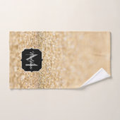 Champagnergold Imitat Glitzer Glitzern Monogram Badhandtuch Set (Handtuch)