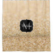 Champagnergold Imitat Glitzer Glitzern Monogram Duschvorhang (Vorderseite)