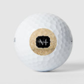 Champagnergold Imitat Glitzer Glitzern Monogram Golfball (Vorderseite)