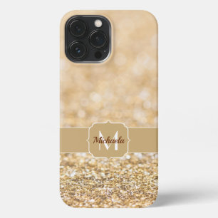 Champagnergold Imitat Glitzer Glitzern Monogram iPhone 13 Pro Max Hülle