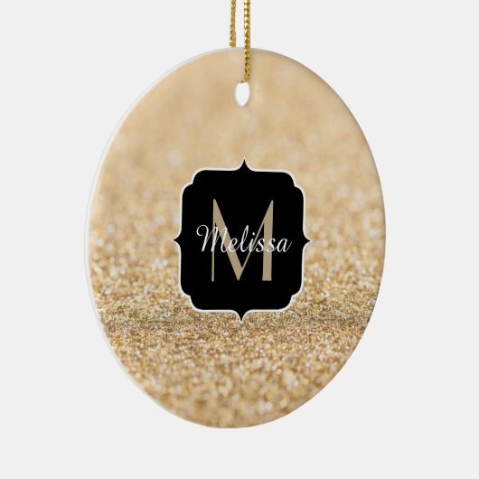 Champagnergold Imitat Glitzer Glitzern Monogram Keramikornament (Rechts)