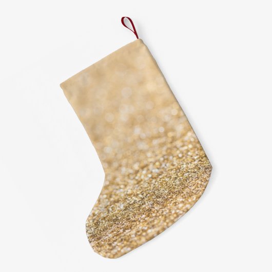 Champagnergold Imitat Glitzer Glitzern Monogram Kleiner Weihnachtsstrumpf (Rückseite (Hängend))