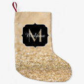 Champagnergold Imitat Glitzer Glitzern Monogram Kleiner Weihnachtsstrumpf (Vorderseite)