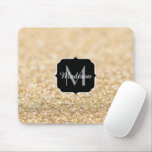 Champagnergold Imitat Glitzer Glitzern Monogram Mousepad (Mit Mouse)