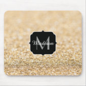 Champagnergold Imitat Glitzer Glitzern Monogram Mousepad (Vorne)