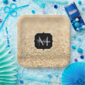 Champagnergold Imitat Glitzer Glitzern Monogram Pappteller (Party)