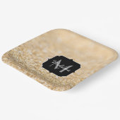Champagnergold Imitat Glitzer Glitzern Monogram Pappteller (Gewinkelt)