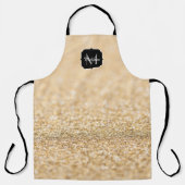 Champagnergold Imitat Glitzer Glitzern Monogram Schürze (Vorderseite)