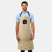 Champagnergold Imitat Glitzer Glitzern Monogram Schürze (Getragen)