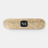 Champagnergold Imitat Glitzer Glitzern Monogram Skateboard (Horizontal)