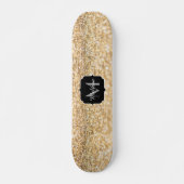 Champagnergold Imitat Glitzer Glitzern Monogram Skateboard (Vorne)