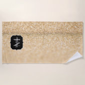 Champagnergold Imitat Glitzer Glitzern Monogram Strandtuch (Vorderseite)