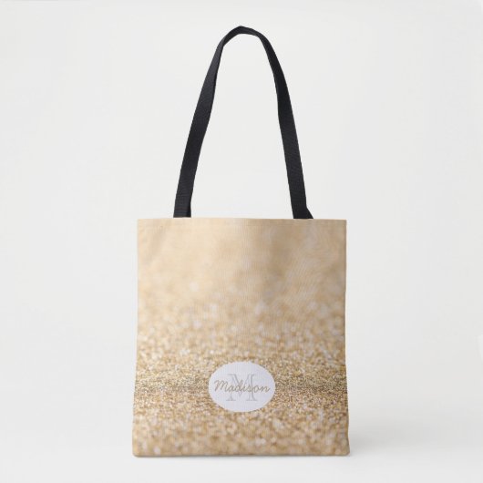 Champagnergold Imitat Glitzer Glitzern Monogram Tasche (Vorderseite)
