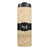 Champagnergold Imitat Glitzer Glitzern Monogram Thermosbecher (Vorderseite)