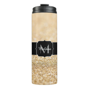 Champagnergold Imitat Glitzer Glitzern Monogram Thermosbecher