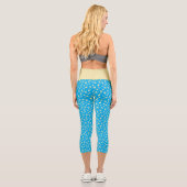 Champagnerherz gestopft Leaf Muster über Blau Capri Leggings (Rückseite)