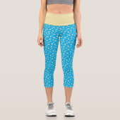 Champagnerherz gestopft Leaf Muster über Blau Capri Leggings (Vorderseite)
