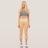 Champagnerherz gestopfte Leaf-Muster über Orange Capri Leggings (Vorderseite)