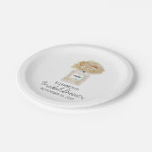 Champagnerpeonys und Parfüm Brautparty Pappteller (Schrägansicht)