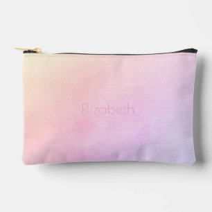 Champagnerpfirsich zu Lila Ombré mit Name Zubehörtasche