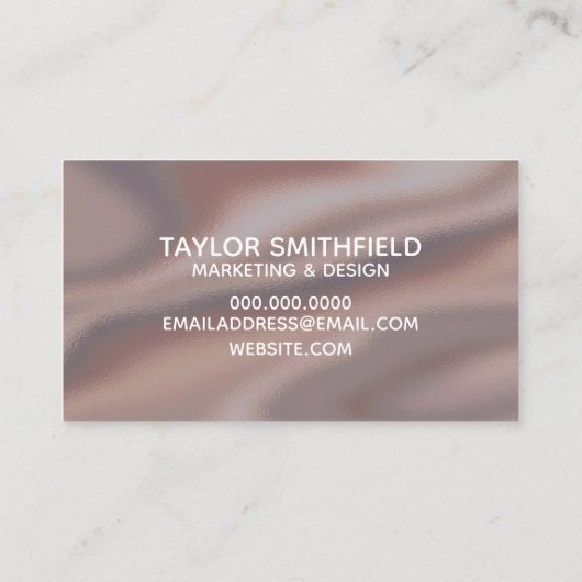 Champagnerrosa Metallische Seide Visitenkarte (Rückseite)