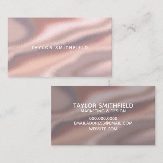 Champagnerrosa Metallische Seide Visitenkarte (Vorne/Hinten)