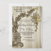 Champagnerseide mit goldener Spitze Einladung (Vorderseite)