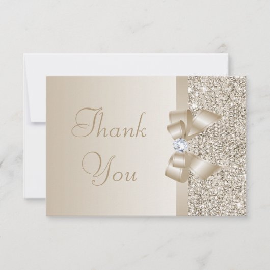 Champagnersequenzen, Bow & Diamond Vielen Dank Dankeskarte (Vorderseite)