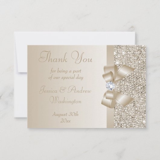 Champagnersequenzen, Bow & Diamond Vielen Dank Dankeskarte (Rückseite)