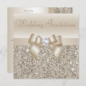 Champagnersequenzen, Bow & Diamond Wedding Einladung (Vorne/Hinten)