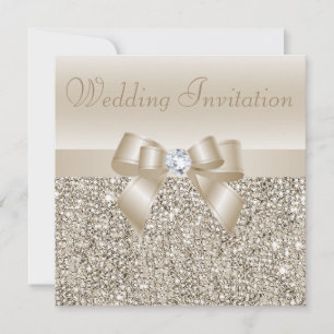 Champagnersequenzen, Bow & Diamond Wedding Einladung