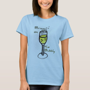 Champagnerskizze holen auf das sprudelnde T-Shirt