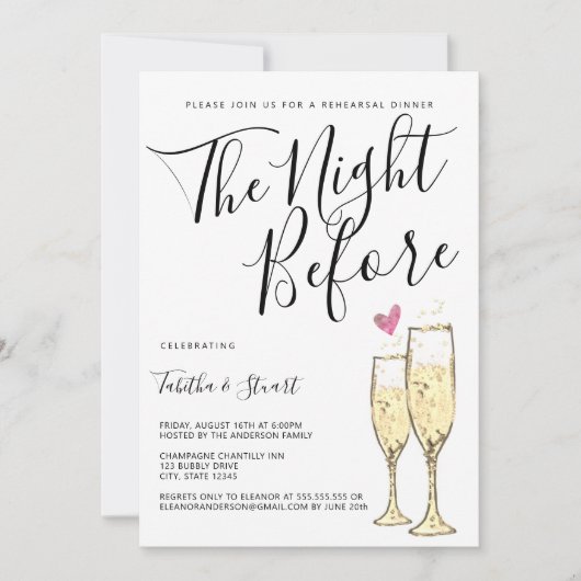Champagnertoast am Abend vor dem Probe Einladung (Vorderseite)