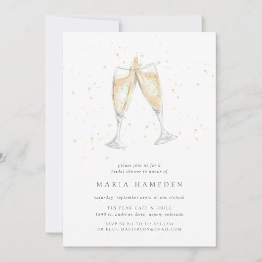 Champagnertoast Doppelseitiges Brautparty Einladung (Vorderseite)