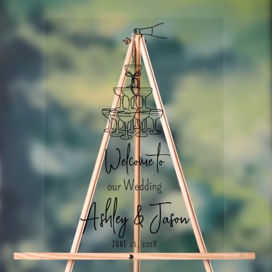 Champagnerturm Begrüßungsschild Acrylschild (Neutral)