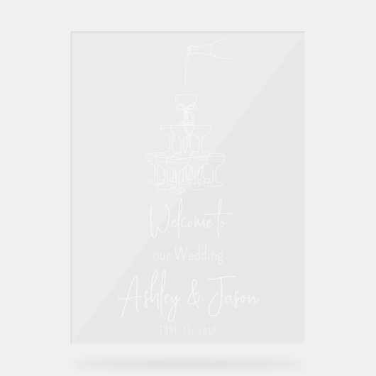 Champagnerturm Begrüßungsschild Acrylschild (Vorderseite)