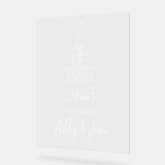 Champagnerturm Begrüßungsschild Acrylschild (Winkel)