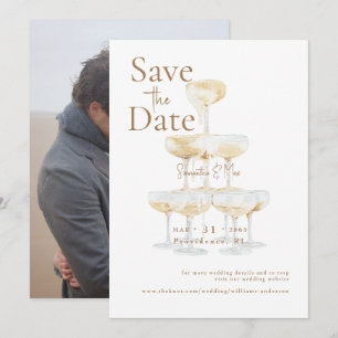 Champagnerturm Die zwei Fotos der USA Save the Dat Date