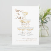 Champagnerturm Die zwei Fotos der USA Save the Dat Save The Date (Stehend Vorderseite)