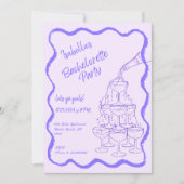 Champagnerturm Handgezeichneter Junggeselinnen-Abs Einladung (Vorderseite)