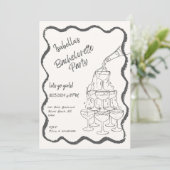 Champagnerturm Handgezeichneter Junggeselinnen-Abs Einladung (Stehend Vorderseite)