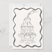 Champagnerturm Handgezeichneter Junggeselinnen-Abs Einladung (Rückseite)