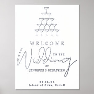 Champagnerturm Hochzeitsgäste Willkommen Silver Go Foliendrucke