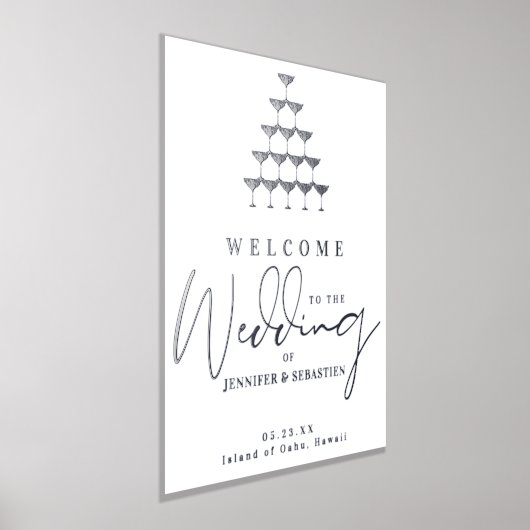Champagnerturm Hochzeitsgäste Willkommen Silver Go Foliendrucke (Ablage )