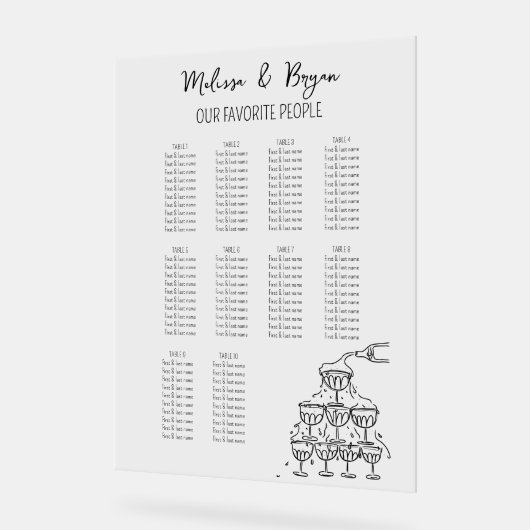 Champagnerturm Hochzeitskarte 18x24 Acrylschild (Winkel)