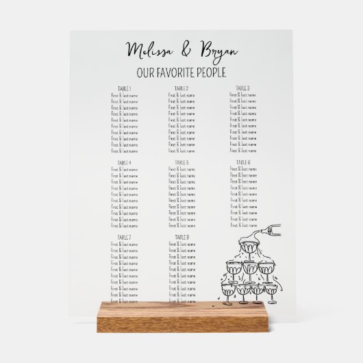 Champagnerturm Hochzeitssitze klein Acrylschild (Vorderseite)