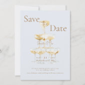 Champagnerturm Icy Blue Foto Save the Date (Vorderseite)